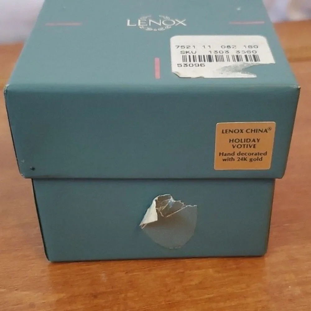 LENOX HOLIDAY VOTIVE Hand decorated 24K gold VTG 90s Box included